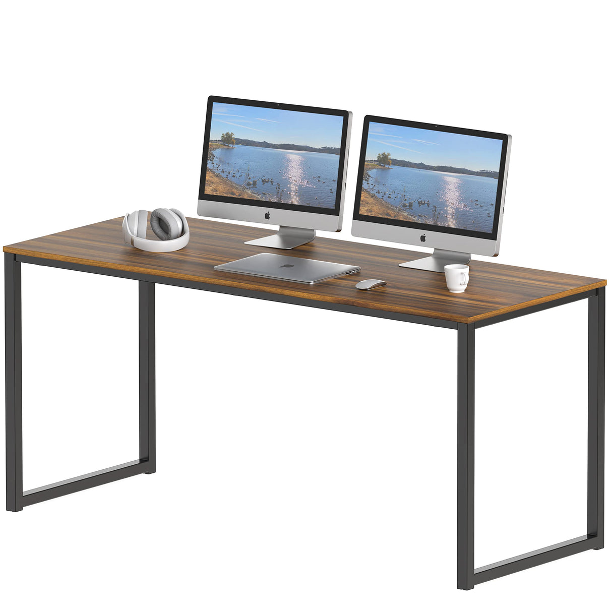 SHW Mission 55-Inch Home Office Computer Desk, Walnut SHW