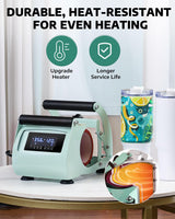 OFFNOVA 40 OZ Tumbler Heat Press Machine Mug Press Machine for Upper of 30oz 40oz Tumbler Sublimation Printing, 4 Adjustable Memory Modes Tumbler Press with Sublimation Paper, Tape and Gloves OFFNOVA