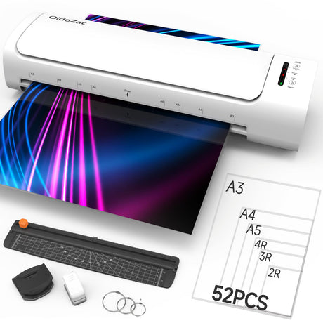 Laminator Machine 13 Inch, 60s Quick Warm-Up Never Jam Laminating Machine with 52 Laminating Sheets, 9 in 1 A3 Thermal Machine Hot & Cold with Paper Trimmer Corner Rounder for Office School Home Use OidoZac