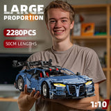 Remote Control Car Building Kit, 1:10 M4 Champion Racing Car Building Blocks and Challenge Construction Toys, Gift for Technical Enthusiasts Adults&Boys Age 14+, with Motors Light Battery (2280PCS) MOCBROPCS