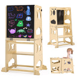 Toddler Kitchen Stool Helper, 4 in 1 Toddler Standing Tower Collapsible Kids Step Stool, Child Standing Tower for Toddlers 1-3 with Safety Rails Yojoker