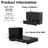 Keloyid Queen Murphy Bed Cabinet: Wood Murphy Cabinet Bed with USB Charging Station and Large Storage Drawer for Home Office or Small Room (Mattress No Included) Black-13 Keloyid