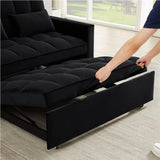 SumKea Pull Out Couch Bed Sleeper Sofa, Velvet 3-in-1 loveseat Sofa Bed with Pull-Out Bed, Two Throw Pillows, Balck SumKea