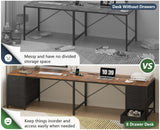 TVU 110" 2 Person Desk with 8 Drawers, Large Writing Home Office Desks with Outlets, I Shaped Workstation Double Desk Drawer Organizers (Rustic) TVU