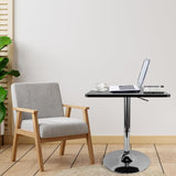 DAERNA Square Pub Table, Black Cocktail Table with 360° Spinning Top,Silver Leg and Base,Cafe Tables, Adjustable Height Range 27.5'' to 35.4'' DAERNA