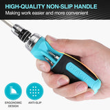 DURATECH Ratcheting Screwdriver, 12-in-1 Multi-bit Screw Drivers, Premium S2 Steel, Innovated Bits Quick-Load Mechanism, with Phillips, Slotted, Torx, Square Bits Stored in Handle DURATECH