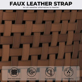 Grand patio 5-Piece Outdoor Dining Set, 4 Leather-look Wicker Swivel Patio Chairs & 1 Square Woodgrain Dining Table, Brown Grand patio