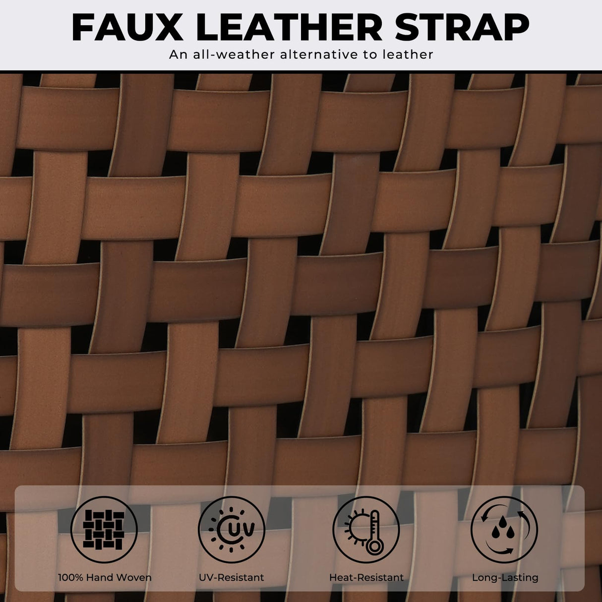 Grand patio 5-Piece Outdoor Dining Set, 4 Leather-Look Wicker Swivel Blue Patio Chairs & 1 Square Woodgrain Dining Table, Brown Grand patio