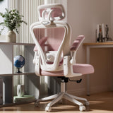 SeekFancy Ergonomic Office Chair M903, High Back Computer Desk Chair with Wheels, Comfy Mesh Office Chair with Adjustable Lumbar Support & Headrest, Pink Swivel Executive Managerial Task Chair SeekFancy