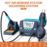 BAKON 882 2-In-1 SMD Hot Air Rework and Soldering Station with LCD Display,°F /°C,Auto Sleep & Standby,Digital Correction, Solder Wire, Tips,Tweezers, Nozzles,Solder Sucker BAKON