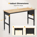 CAMMOO 60" Adjustable Heavy Duty Workbench, 2000 LBS Load Capacity Rubber Wood Work Table with Pegboard, Power Outlets, Work Bench for Garage, Workshop, Office, Home, Commercial CAMMOO