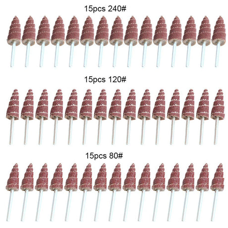 3x10 mm Cone Shape Abrasive Flap Wheel,Sandpaper Grinding Head for Rotary Tool, 3mm Shank 45Pcs,Used for Groove, Gap, Corner polishing FPPO