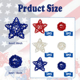 OZIO-US 24 Pcs 4th of July Star Rattan Balls Decoration, Red Blue White Stars for 4th of July Independence Day Home Decor DIY Vase Bowl Filler Ornament Table Decoration OZIO-US