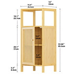 HITNET Rattan Bathroom Storage Cabinet, Small Bamboo Floor Cupboard with Door, Freestanding Narrow Side Organizer for Living Room, Kitchen, Entryway, Natural HITNET