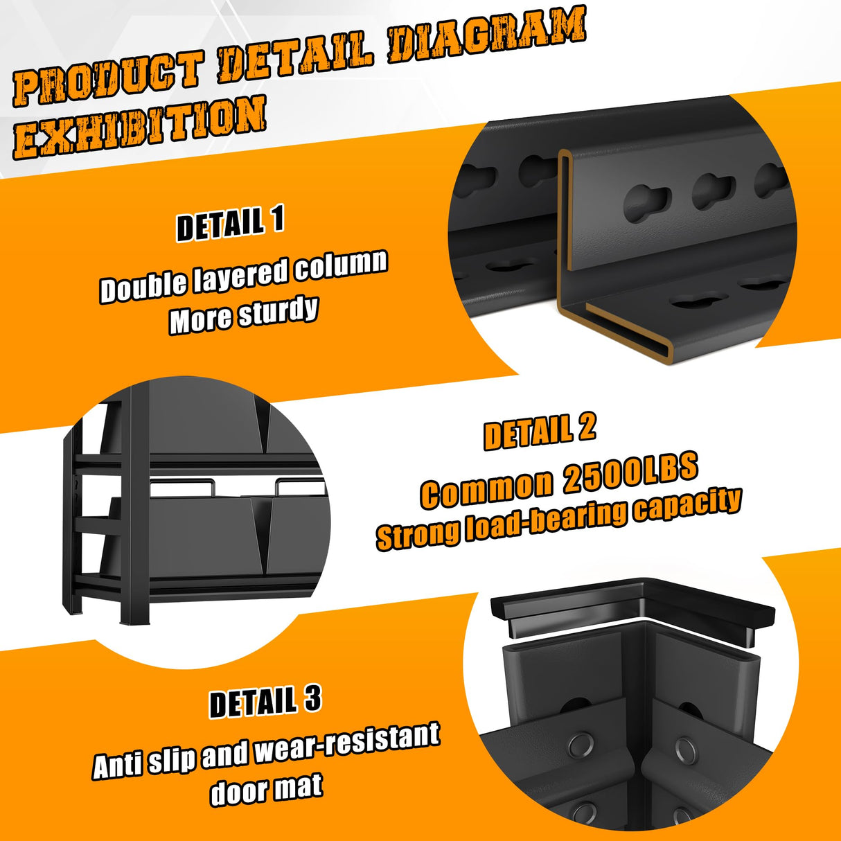 PRESTELION 72" H|35" W All-Metal Garage Shelving-Easy Assembly 5-Tier Shelving Unit|Heavy Duty Adjustable Shelf for Industrial,Warehouse,Basement,Black PRESTELION