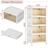 CTSNSLH 4 Tier Plastic Storage Bins and Boxes Organizer - 27Qt Stackable with Lids for Bedroom, Living Room, Office - Foldable Containers CTSNSLH