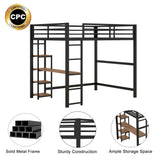 Bellemave Black Metal Loft Bed with Desk and Storage Shelves for Kids and Teens Bellemave