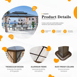 YOLENY 10'x13' Hardtop Gazebo, Outdoor Polycarbonate Double Roof Canopy, Aluminum Frame Permanent Pavilion with Curtains and Netting, Sunshade for Garden, Patio, Lawns YOLENY