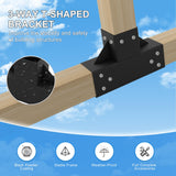 Vlaeng Pergola Kit 4x4", 4 Pcs 3-Way T-Shaped Woodworks Gazebo Brackets Kit with Screws for 4x4(Actual: 3.7x3.7") Wood Beams for Patio Pergola, Log Cabins, Garden, Lumber Gazebo, Black Powder Coating Vlaeng