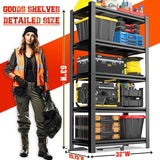 Garage Shelving - 5 Tier Adjustable Storage Shelves, Heavy Duty Metal Storage Utility Rack Shelf Unit for Warehouse Pantry Closet Kitchen, Black, 32" W X 16" D X 63" H PRESTELION