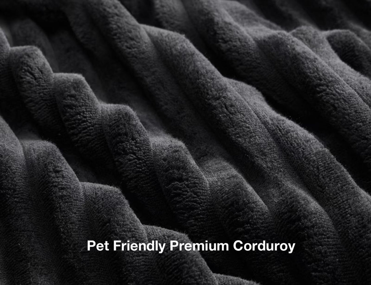 Comkei 89" 2 Seater Black Couches for Living Room Sofas Modern Comfy Corduroy Couch with Deep Seats Oversized Loveseat Sofa for Small Apartment Comkei