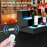 Dethan 1 Tier 24 Inch LED Lighted Liquor Bottle Display Shelf - Wine Racks with Multi-Color App & Wireless Remote Control, Adjustable Brightness & Sound Modes, Acrylic Bar Shelves for Home Bar Display Dethan