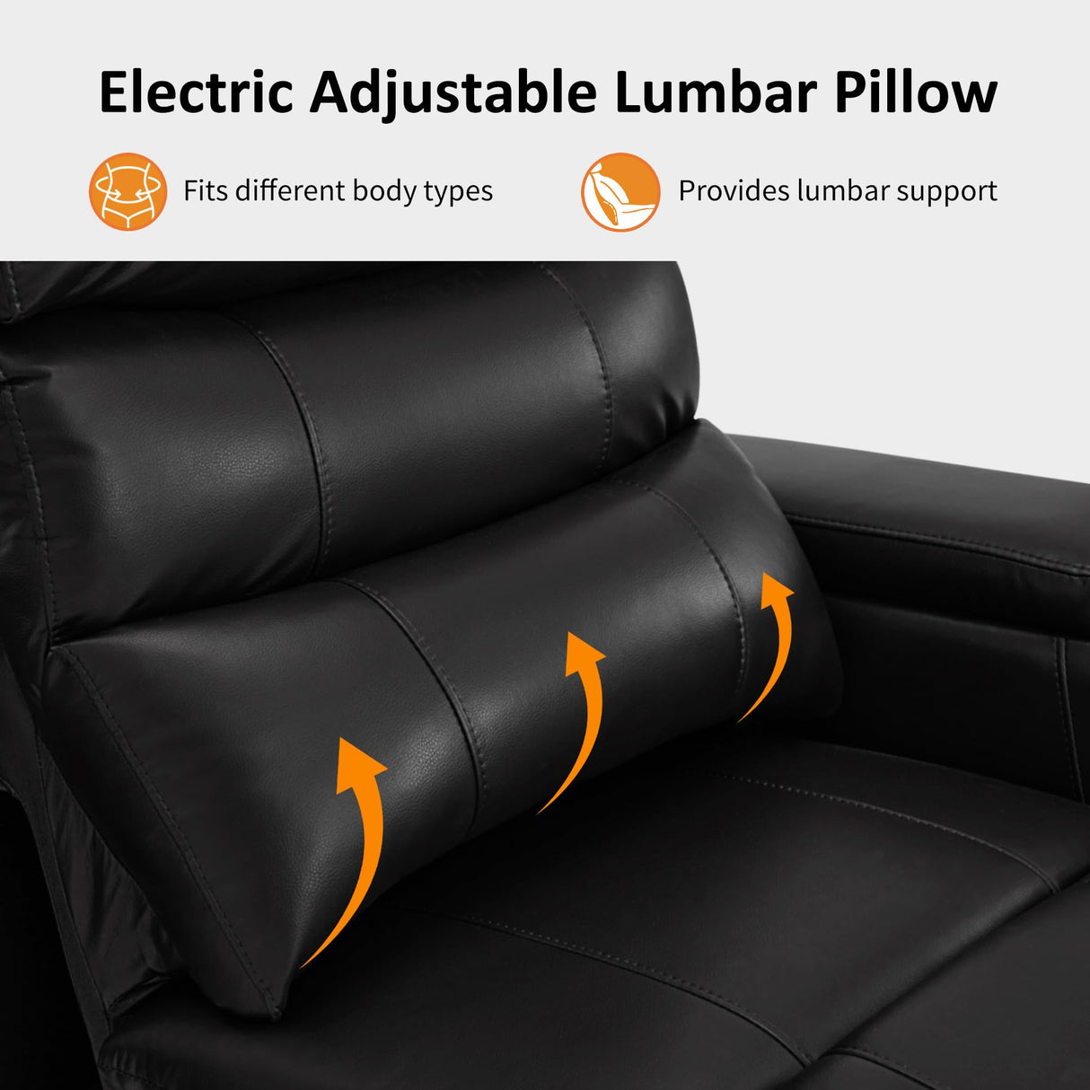 MCombo Triple Motors Power Recliner Chair with Power Headrest & Lumbar Support for Living Room, Home Theater Seating with Armrest Storage, Tray Table and Dual Charging Ports HTS708 (Black) MCombo