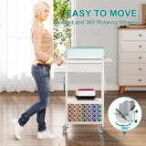 Snughome Craft Cart Compatible with Cricut Maker, Craft Organizers and Storage for Cricut Cart Organizer Table with Wheels, Drawer and 28 Vinyl Roll Holders, White, 23.6"(L) x 9.5"(D) x 31.7"(H) Snughome