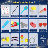 Novaluki Magic Kit for Kids - 74 Magic Tricks Performance with Manual and Videos, Magic Gift Set for 6+ Years Old Beginner Magicians, Perfect for Halloween Christmas Birthday Parties & Family Fun Novaluki