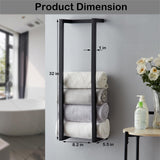 Towel Rack for Rolled Towels, Towel Rack for Bathroom,Wall Mounted Metal Bathroom Organizer, Bath Towel Holder Wall for Modern Small Space Bathroom Towel Storage (Black) Roeveca