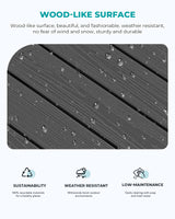 SERWALL Outdoor Coffee Table, HDPE Patio Coffee Table for Outside, Rectangle, Black SERWALL