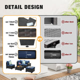 JOYURE 5 Pieces Patio Furniture set All-Weather Outdoor Wicker Sectional Conversation Sofa Rattan patio seating sofa with cushion and Glass Table and Ottoman for Porch Poolside,Navy JOYURE