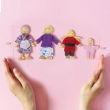 Jzszera Wooden Doll House Family of 8 Little Figures, Cute Dollhouse People for Girls Toddlers Jzszera