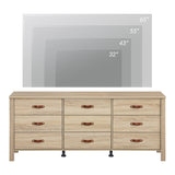 WAMPAT 9 Drawers Dresser for Bedroom,62" Wide Modern Chest of Drawers Storage Cabinetfor Living Room, Nursery, Hallway,Oak WAMPAT