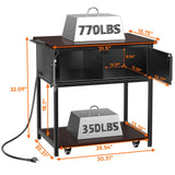 20-29 Gallon Fish Tank Stand with Power Outlet and Storage Cabinet,Aquarium Stand with Slide-Out Fish Tank Shelf,Heavy Duty Metal Frame and Waterproof Wood,31.5" L x 15.7" W 770LBS Capacity POKIPO