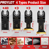 49pcs Titanium Oscillating Tool Blades High-Carbon Steel Multitool Blades, Universal Multi Tool Blades Kits for Metal Wood Cutting, Fit Dewalt Bosch Milwaukee Ryobi Rockwell Fein Makita FROYLOTㅤ