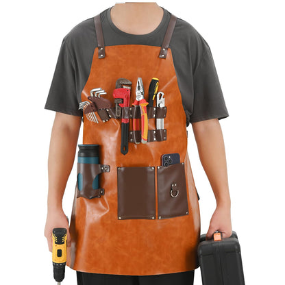 Yhtpouqe Handmade Work Aprons for Men Women. Chef, Carpenter, Grilling, Woodworking Aprons. Heavy Duty Tool Aprons with Cross Back Straps and Multiple Pockets, Size M-XXL - WoodArtSupply