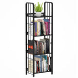 Azheruol Bookshelf Vertical Storage Freestanding Storage Stand for Living Room, Bedroom, Kitchen, Rust Resistance, Easy Assemblyl Free CombinationMulti-Functional Organizer (4 Tiers, Black) Azheruol