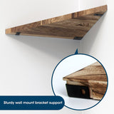 DELFOY Wall Mounted Rustic Wood Straight Edge Corner Shelf Storage Rack, Bookcase, Floating Shelves Home Decor for Bedroom, Living Room, Office and Kitchen, Set of 3 (Straight Edge) DELFOY