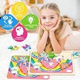 Puzzles for Kids Ages 4-6, 4 Pack Wooden Jigsaw Puzzles 24 Pieces The Castle Puzzle Preschool Educational Learning Toys Set for Boys and Girls MJBLKEREN