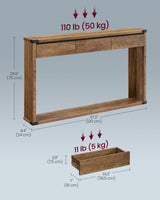 VASAGLE Sofa Console Table, 47.2 Inches Narrow Entryway Table with 3 Drawers, Bottom Shelf, Metal Corners, for Living Room, Bedroom, Farmhouse Style, Honey Brown ULNT143KB01S VASAGLE