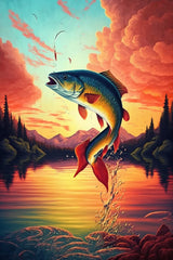 RMSGOZO Orange Evening Diamond Painting Kits - Full Circle Gemstone Crystal Cross Stitch Kit for Beginners, Great Gifts for Home Decor & Kitchen Decor Beautiful Fish (12 X 16 Inch) RMSGOZO