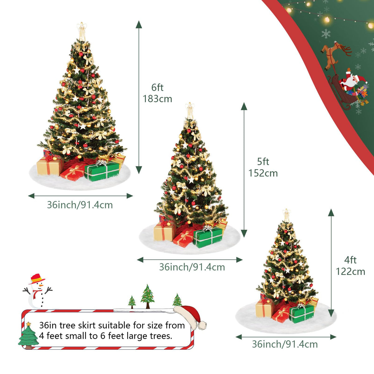 TranquilBliss Christmas Tree Skirt, Fur Burlap Christmas Tree Decorations, Farmhouse Christmas Decor Xmas Holiday Home Party Decorations Indoor Outdoor, 36in White TranquilBliss