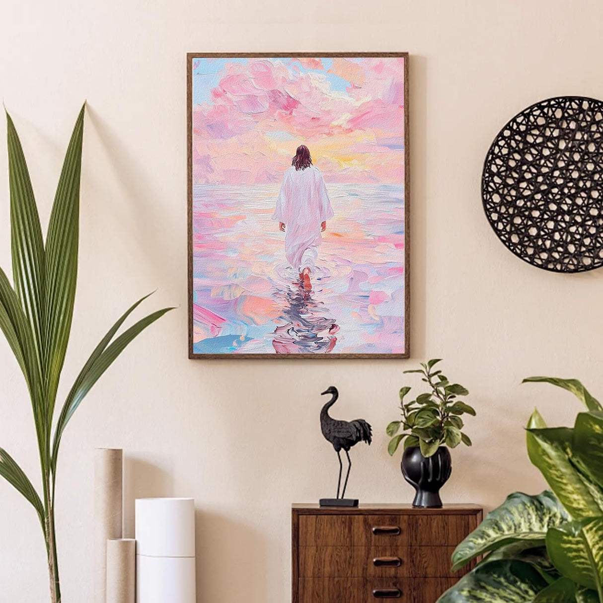 Paint by Numbers for Adults and Kids, Pink Wall Art Religious Christian Painting by Number Kits On Canvas, Jesus Number Artist Paint by Number Kit Funny DIY, Home Wall Decor, Gifts 10X13.78in BAWKENTON