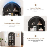 70.9'' Tall Arched Display Cabinet with Acrylic Glass Doors, Modern 5-Tier Arched Bookcase, Kitchen Pantry Storage Cabinet Curio Cabinets for Living Dining Room (Black, 31.5‘’W) Lxsxlome