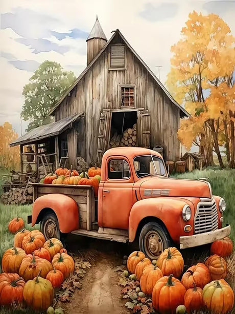 CSZPPQAF Paint by Numbers for Adults Beginner, Autumn Fall Pumpkin Farmhouse Paint by Number Kits on Canvas Without Framed, Acrylic Watercolor DIY Color by Number for Home Decor 12x16 Inch CSZPPQAF