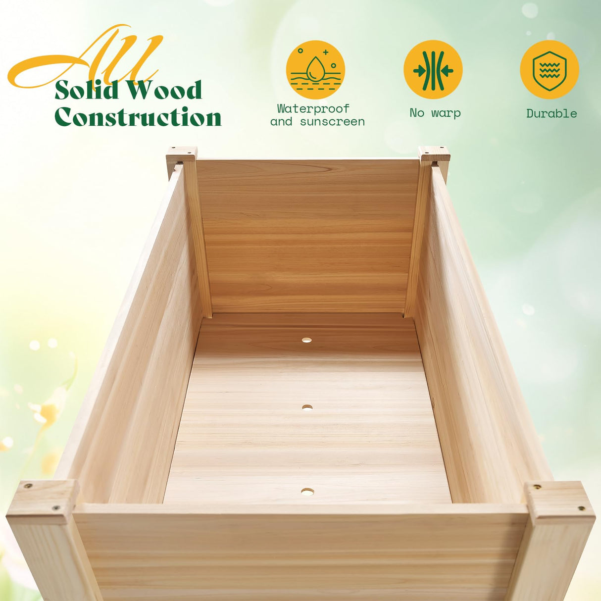 SPECRAFT 4x2 Ft Raised Garden Bed - Features Legs, Drainage Holes, Ideal for Vegetables, Flowers, Elevated Wood Planter Box for Balcony, Patio, Backyard, Easy Assembly Fir Wood SPECRAFT