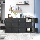 Yukimo 6 Doors Metal Lockers for Employees, Steel Storage Locker with Lock and Card Slot, Employee Lockers for Home, Office, School, Gym, Require Assembly(Black) Yukimo