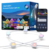 ASAHOM Permanent Outdoor Light Pro S108B, 100FT with 72 RGBCW 70lm LED, WLED Integration, AI Lighting, 30000 Lighting Effect Combination, IP67 Waterproof for Halloween Christmas and Daily Decor, White ASAHOM
