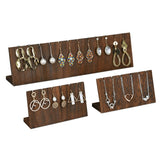 MOOCA Stunning 3-Piece Wooden Jewelry Display Stand Set - Versatile Earring and Pendant Organizer | Elegant Jewelry Stand, Rack, and Holder for Earrings | Holds up to 12 Pairs, Brown Color MOOCA